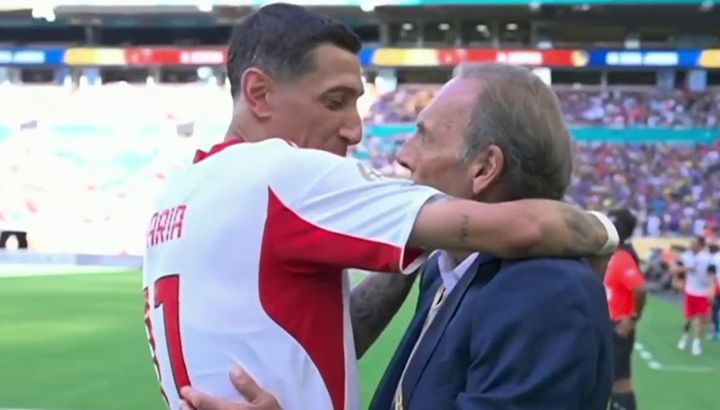 Miguel Ángel Russo y Ángel Di María