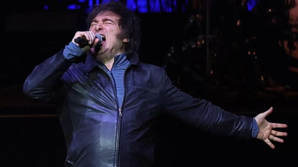 Javier Milei en su show en el Movistar