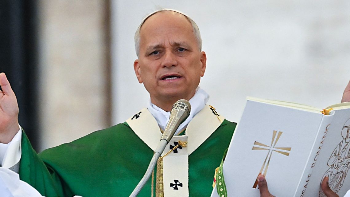 Pope Leo XIV (C) celebrates the Jubilee Mass for the Missionary World and Migrants at St Peter's Square in The Vatican on October 5, 2025.