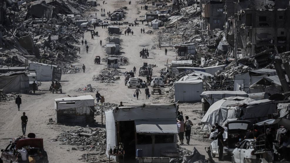 Displaced Palestinians at the Jabaliya refugee camp in northern Gaza. 
