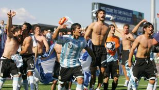 Sergio Agüero celebrando el Mundial Sub-20 de 2007