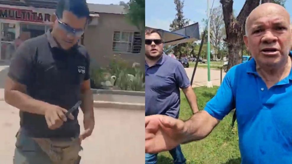 Galarza en el momento de la agresión. 