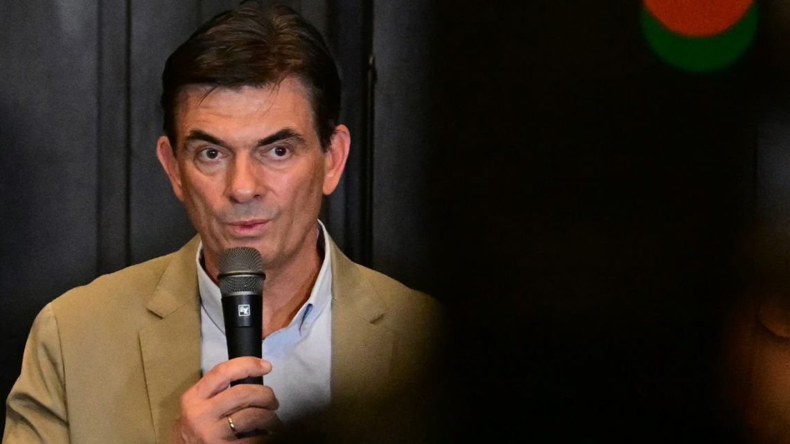Bolivia's President-elect Rodrigo Paz, of the Christian Democratic Party (PDC), holds a press conference a day after the presidential election run-off in La Paz, on October 20, 2025. 