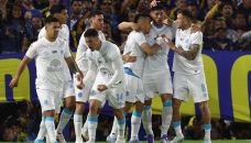 Belgrano de Córdoba celebrando su triunfo en La Bombonera