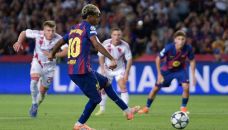 Lamine Yamal con Barcelona en la UEFA Champions League