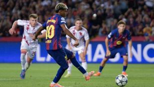 Lamine Yamal con Barcelona en la UEFA Champions League