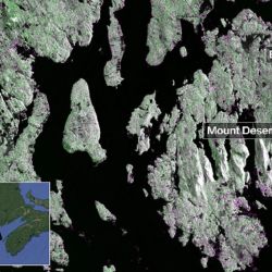 Esta imagen del radar de banda L de NISAR muestra Mount Desert Island de Maine. 