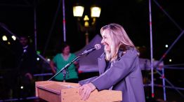 Myriam Bregman hablando en el acto de cierre del Frente de Izquierda
