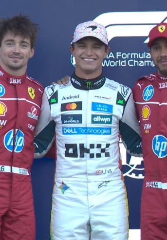 Norris Leclerc y Hamilton