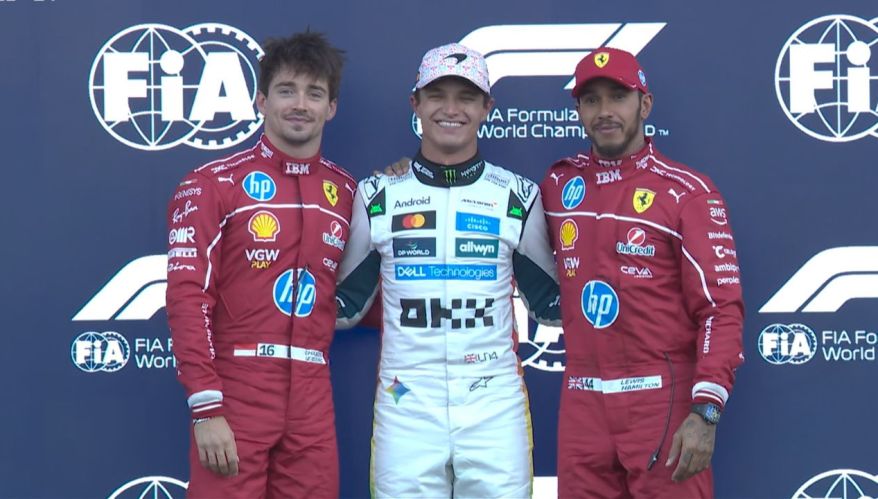 Norris Leclerc y Hamilton