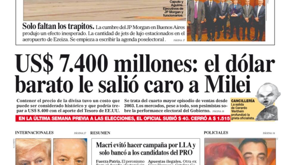 La tapa del Diario PERFIL del sábado 25 de octubre de 2025