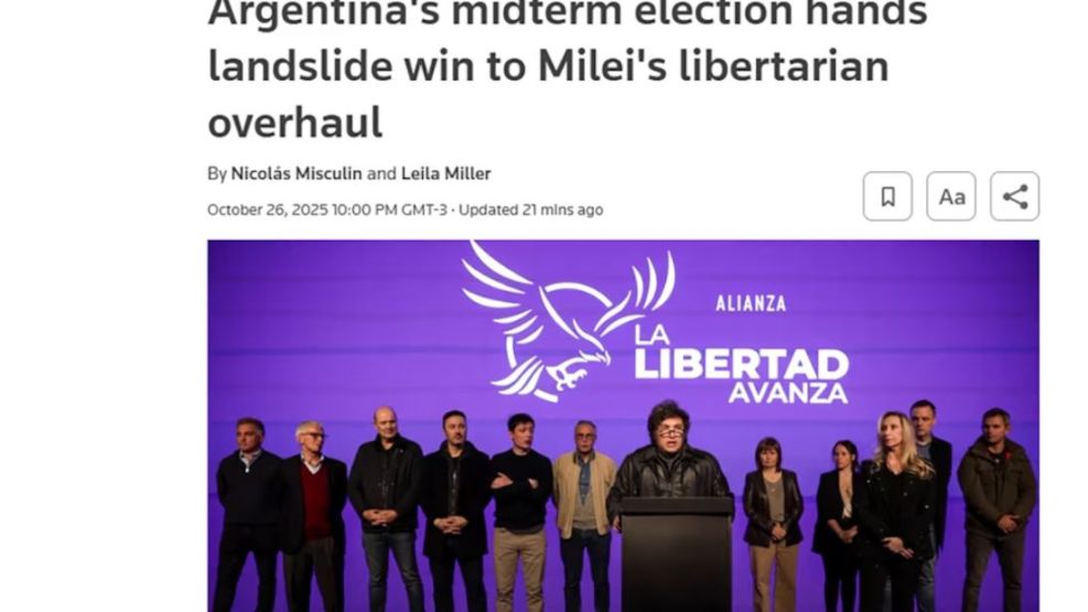 Así cubrieron los medios del mundo el triunfo de Javier Milei y La Libertad Avanza en las elecciones legislativas 2025
