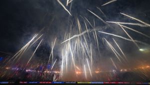 Recibimiento de Racing Club ante Flamengo en Copa Libertadores
