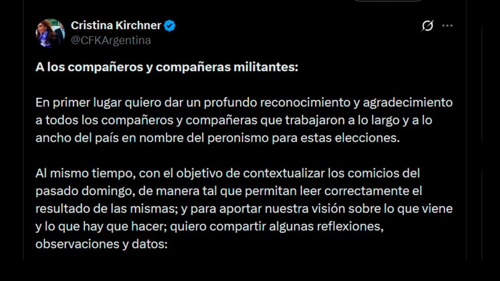 CFK le facturó a Kicillof el 7-S y lo culpó de la derrota del 26-O