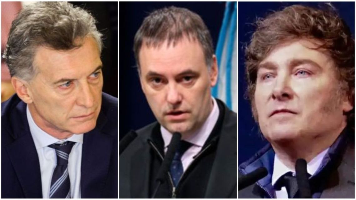 Mauricio Macri, Manuel Adorni, Javier Milei.