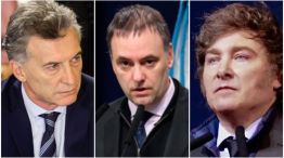 Mauricio Macri, Manuel Adorni y Javier Milei.