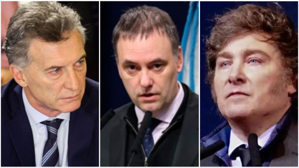 Mauricio Macri, Manuel Adorni y Javier Milei.