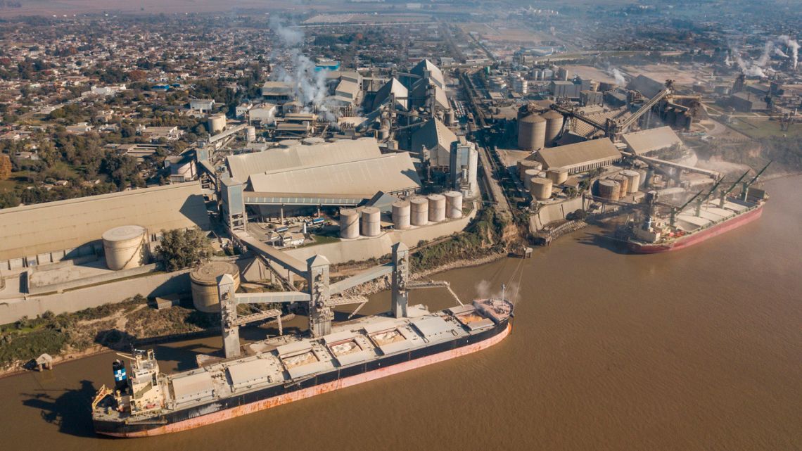 A Vicentin factory at San Lorenzo dock in San Lorenzo, Argentina.