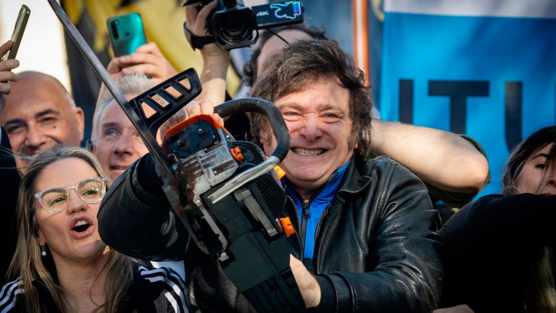 President Javier Milei and his chainsaw.