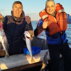 Con una actividad muy interesante en líneas generales, la novedad por estos tiempos es la aparición de los cazones, una especie que se pesca obligatoriamente con devolución y que vuelven más entretenidas las salidas.