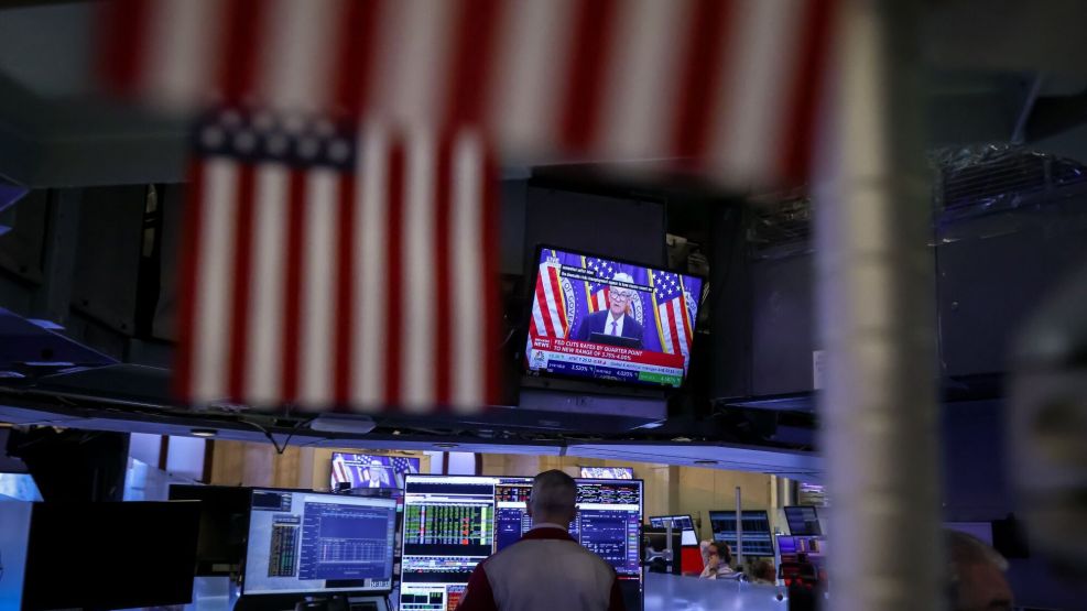 Traders On The Floor Of The New York Stock Exchange As Fed Chair Powell Holds New Conference