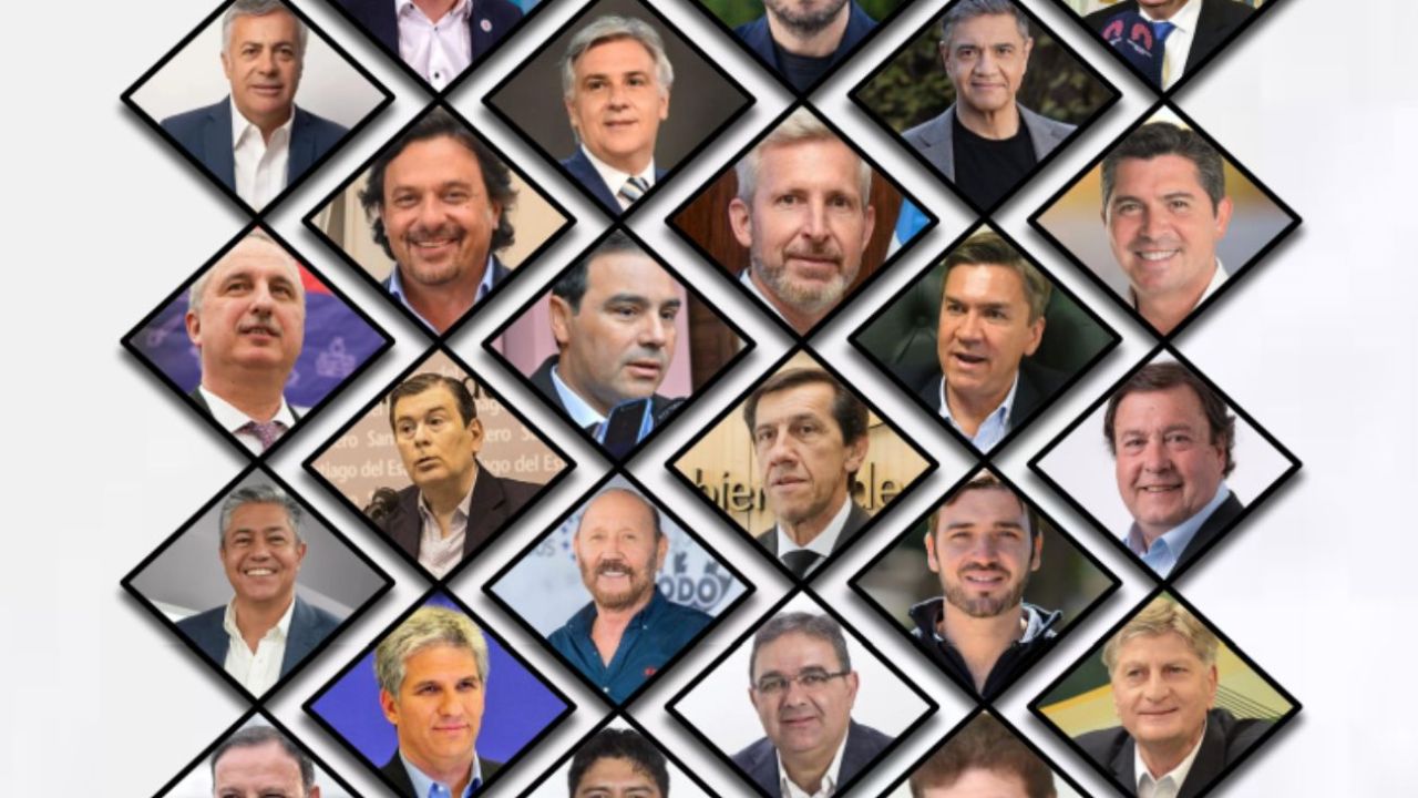 Gráfico de barras y retratos de gobernadores: resultados de encuesta sobre imagen