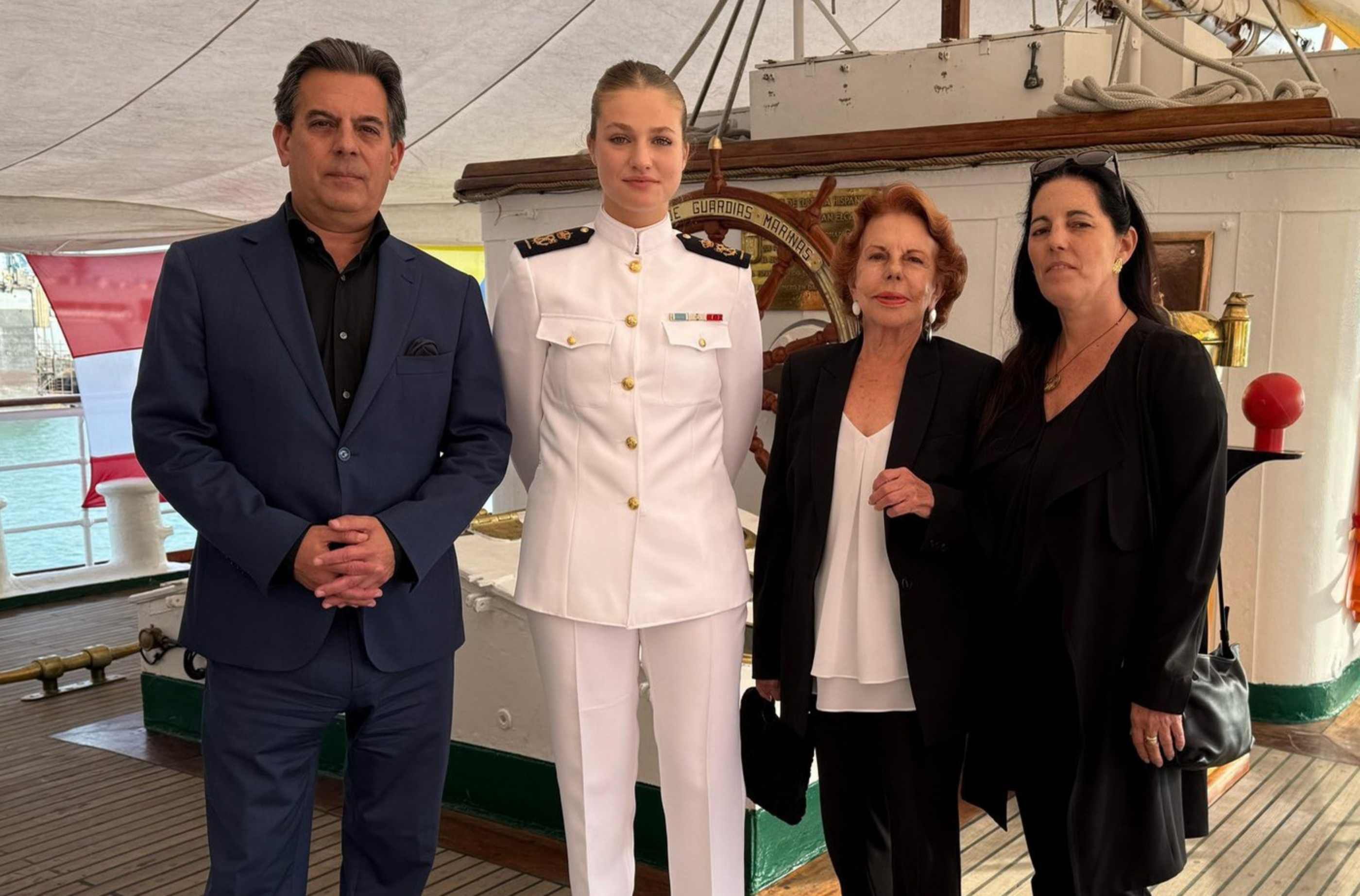 2025. (De izq. a der.) En Perú, Gonzalo V.Llosa, princesa Leonor, Patricia y Morgana V.Llosa.