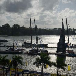 Veleros amarran durante la 17.ª edición de la Transat Café L'Or, en Fort-de-France, en la isla caribeña francesa de Martinica. Foto de Loic VENANCE / AFP | Foto:AFP