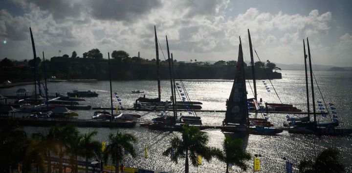 Veleros amarran durante la 17.ª edición de la Transat Café L'Or, en Fort-de-France, en la isla caribeña francesa de Martinica. Foto de Loic VENANCE / AFP