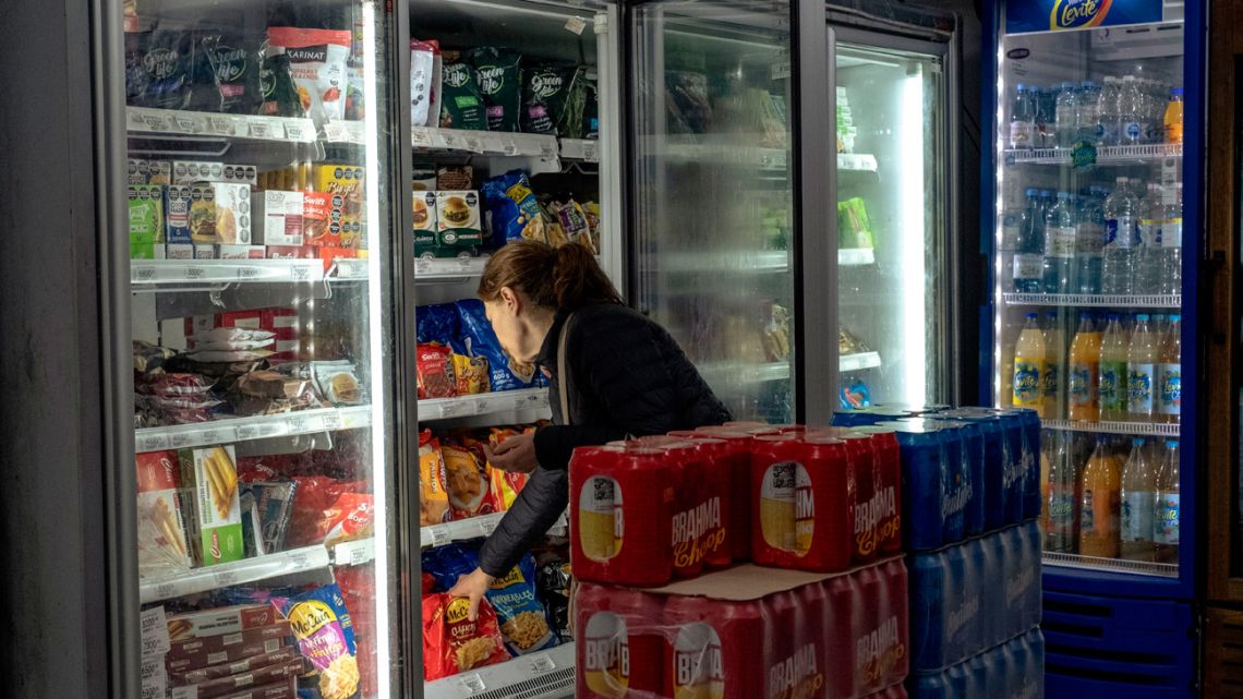 A shopper at a grocery store in Buenos Aires. 