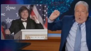 Javier Milei y Jon Stewart