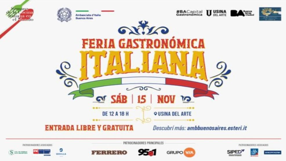 La Feria Gastronómica Italiana vuelve a la Usina del Arte con cocina, música y más de 2.000 premios