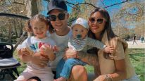 Lautaro Martínez y Agustina Gandolfo junto a sus hijos Nina y Theo