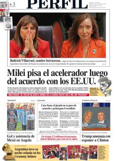 La tapa del Diario PERFIL del sábado 15 de noviembre de 2025