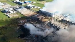 La imagen del desastre del Polo Industrial Ezeiza, cuando las llamas ya fueron controladas.