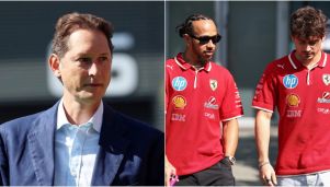 John Elkann y sus pilotos de Ferrari