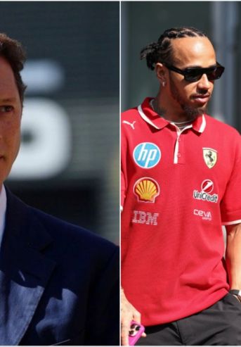 John Elkann y sus pilotos de Ferrari