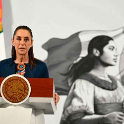 La presidenta de México, Claudia Sheinbaum, habla durante su conferencia de prensa diaria en el Palacio Nacional en la Ciudad de México. Foto de Yuri CORTEZ / AFP | Foto:AFP