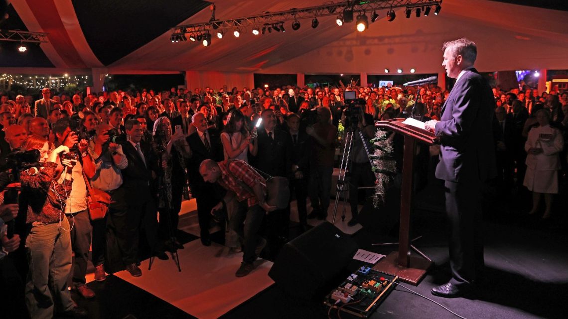 British Ambassador in Argentina David Cairns hosts guests at the residence in Buenos Aires to celebrate the birthday of British monarch King Charles III.