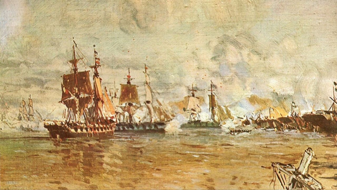 Ilustración histórica de la Batalla de la Vuelta de Obligado