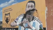 Mural de Ángel Di María vandalizado