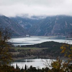 Vista del embalse de Mediano, en Mediano, provincia de Huesca. Lugares que sufren sequía en España. Foto de ANDER GILLENEA / AFP | Foto:AFP