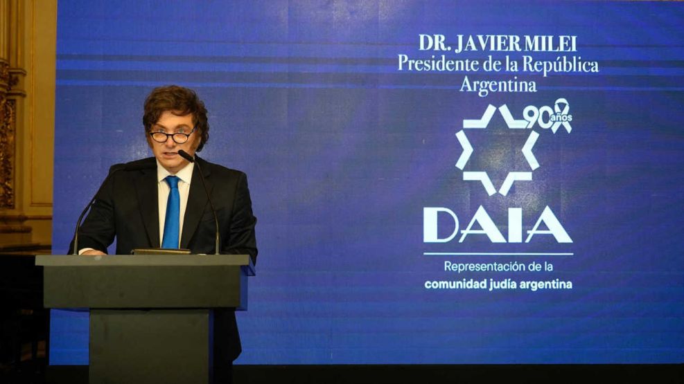 avier Milei dio un mensaje hoy en el acto del aniversario número 90 de la DAIA 20251126