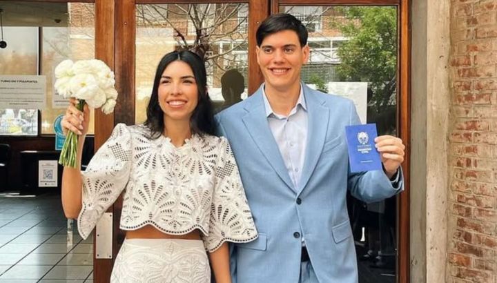 Así fue la boda por iglesia de Bautista, el hijo menor de Sergio Goycochea, de la mano de Claudia Villafañe