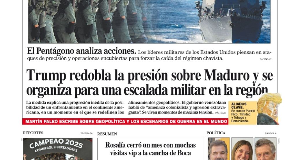 La tapa del Diario PERFIL del domingo 30 de noviembre de 2025