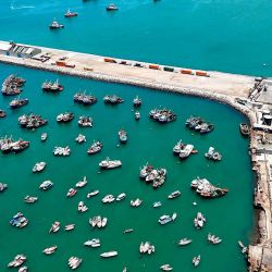 Vista aérea del puerto en Arica, Chile, en la frontera con Perú. Foto de RODRIGO ARANGUA / AFP | Foto:AFP