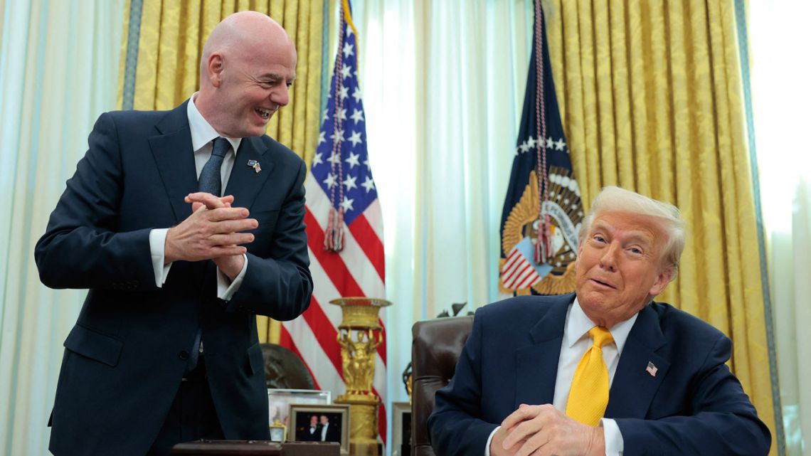 FIFA President Gianni Infantino Gianni Infantino speaks alongside U.S. President Donald Trump as he signs an executive order in the Oval Office at the White House in Washington, DC. on March 7, 2025. 
