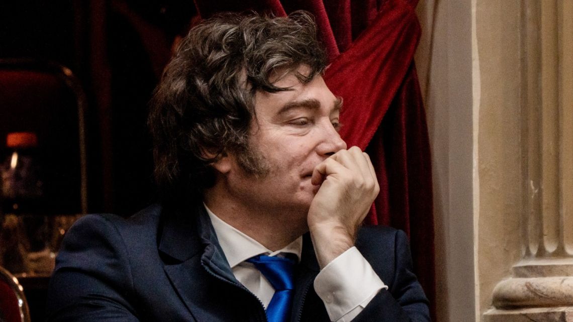 Javier Milei during a swearing in ceremony at the National Congress in Buenos Aires on December 3, 2025