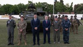 Así llegaron a la Argentina los primeros cuatro vehículos blindados Stryker de Estados Unidos