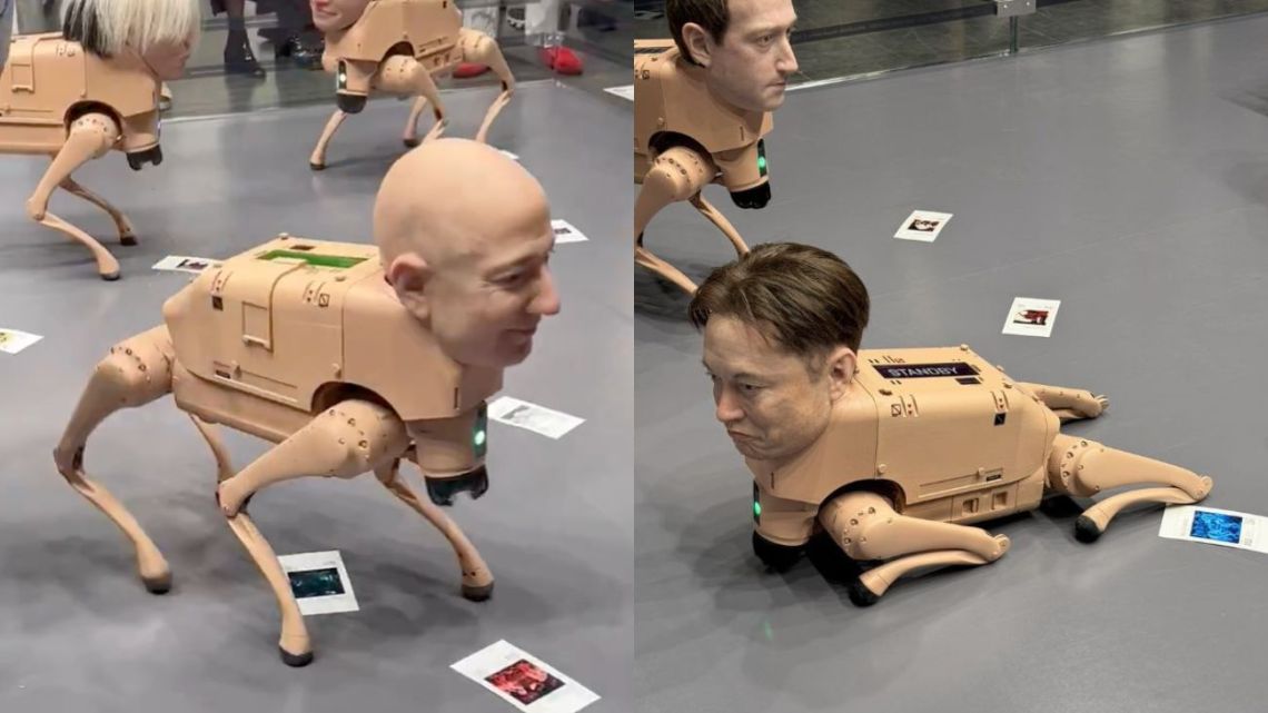 Robots con los rostros de Elon Musk y Jeff Bezos que “defecan” imágenes: la impactante intervención del artista Beeple